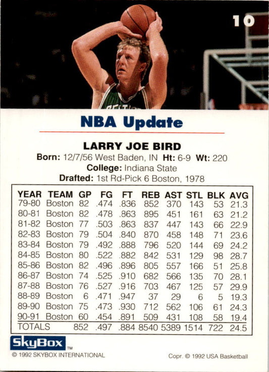 1992 SkyBox USA #10 Larry Bird USA