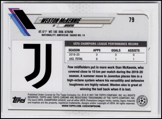 2020-21 Topps Chrome UEFA Champions League #79 Weston McKennie