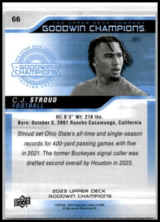 2023 Upper Deck Goodwin Champions #66 C.J. Stroud Houston Texans