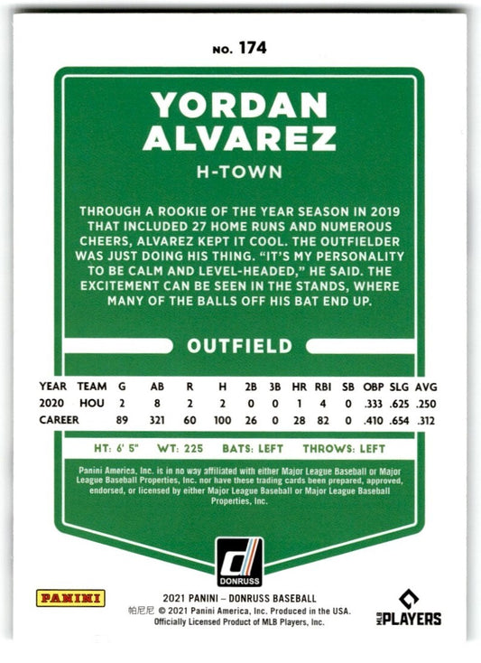 2021 Donruss Liberty Variation Yordan Alvarez Rookie Houston Astros #174
