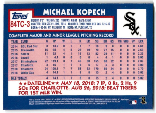 2019 Topps Chrome 1984 Baseball Michael Kopech Chicago White Sox #84TC-3