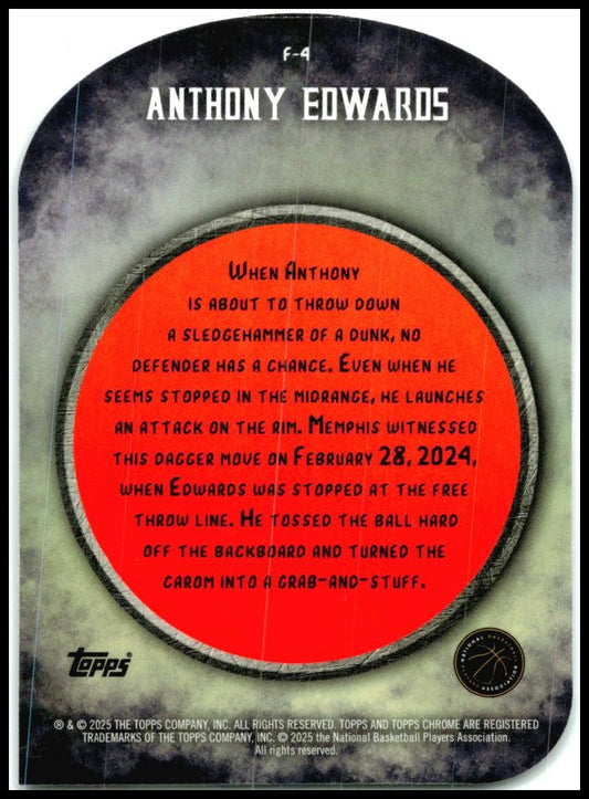 2024-25 Topps Finest Finishers #F-4 Anthony Edwards