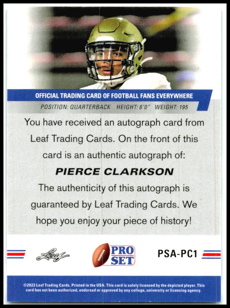 2022 Leaf Draft Autographs #BA-PC1 Pierce Clarkson Auto Louisville Cardinals