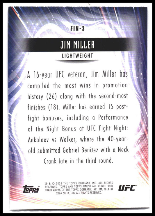 Jim Miller #FIN-3 2024 Topps Finest UFC