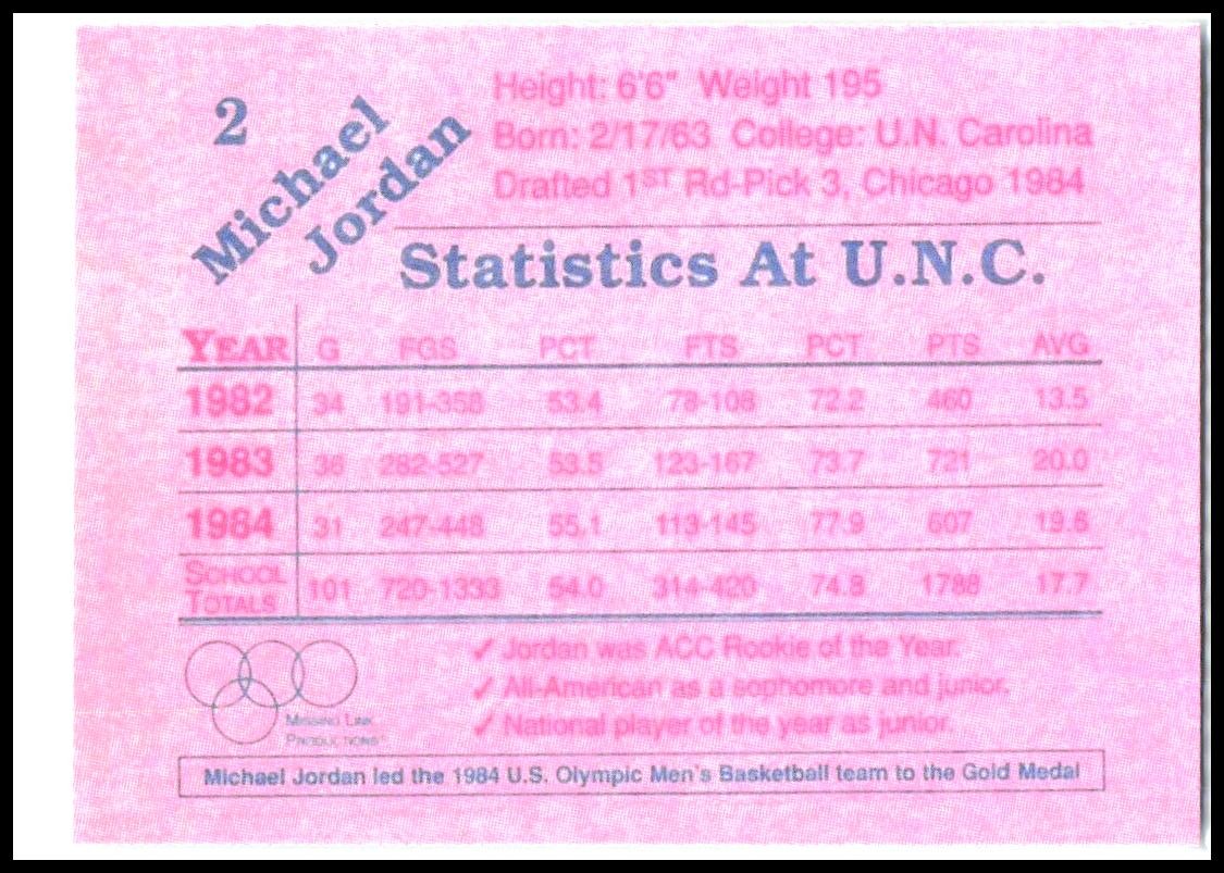 1990-91 1984 Missing Link Olympic #2 Michael Jordan USA