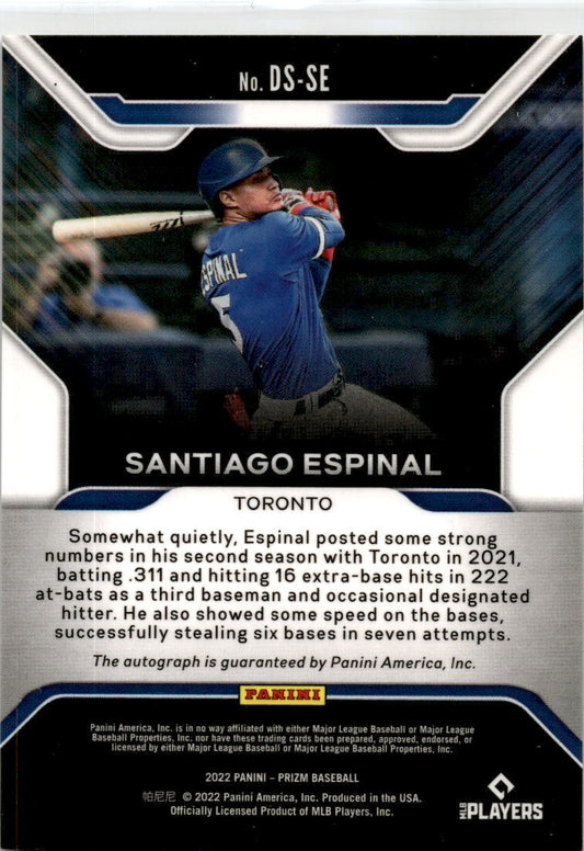 2022 Panini Prizm #DS-SE Santiago Espinal Auto Toronto Blue Jays