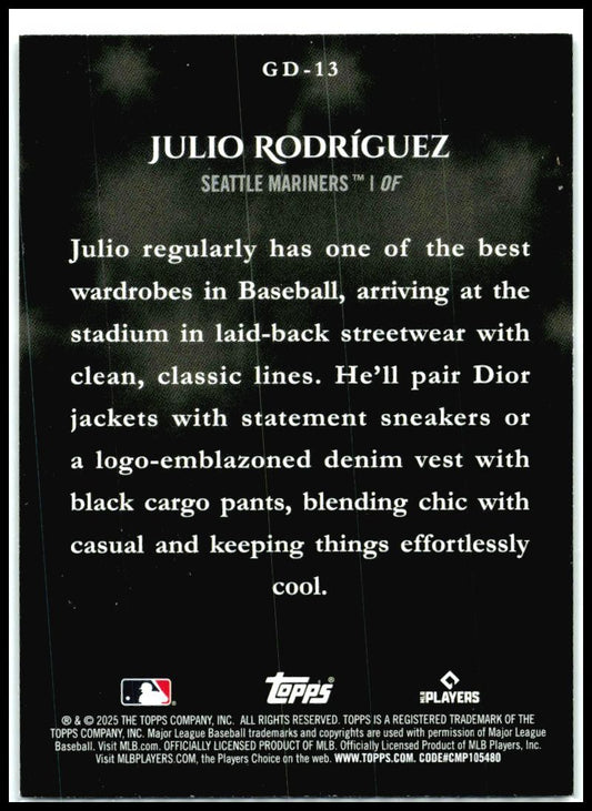 2025 Topps Gameday Drip #GD-13 Julio Rodríguez Seattle Mariners