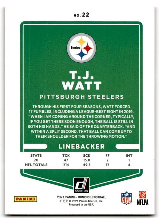 2021 Donruss Red Press Proof T.J. Watt Pittsburgh Steelers #22