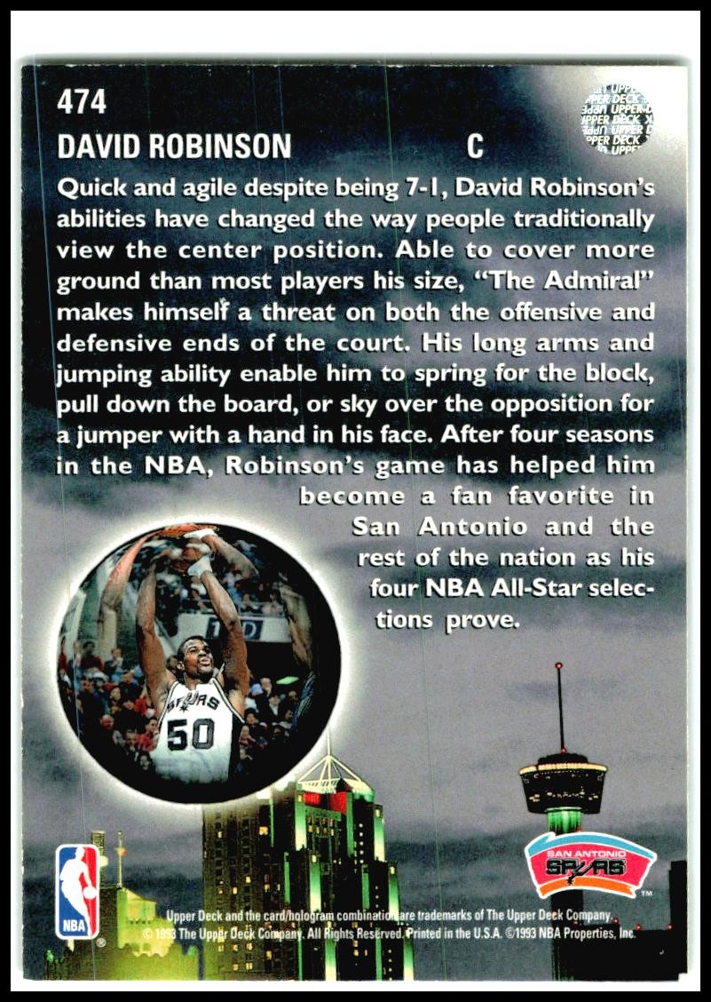 1993-94 Upper Deck #474 David Robinson San Antonio Spurs