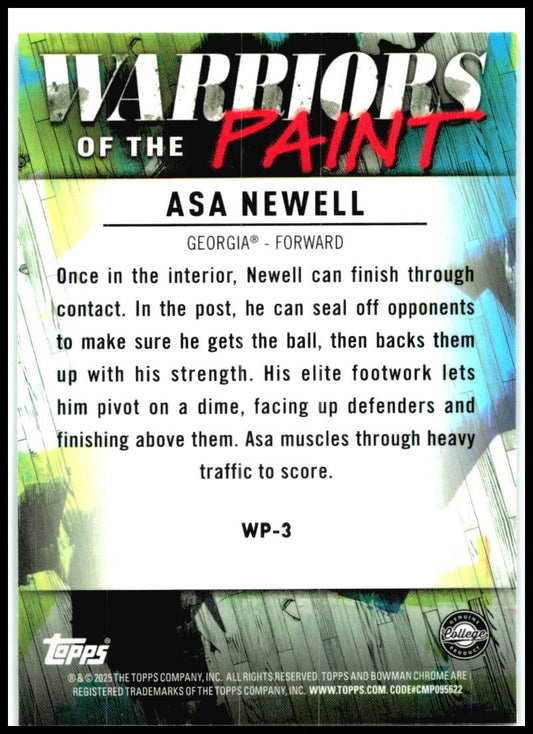 2024-25 Bowman University Chrome Warriors in the Paint #WP-3 Asa Newell Hawks