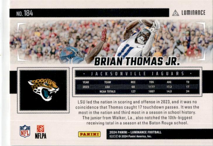 2024 Panini Luminance #184 Brian Thomas Jr. Jacksonville Jaguars