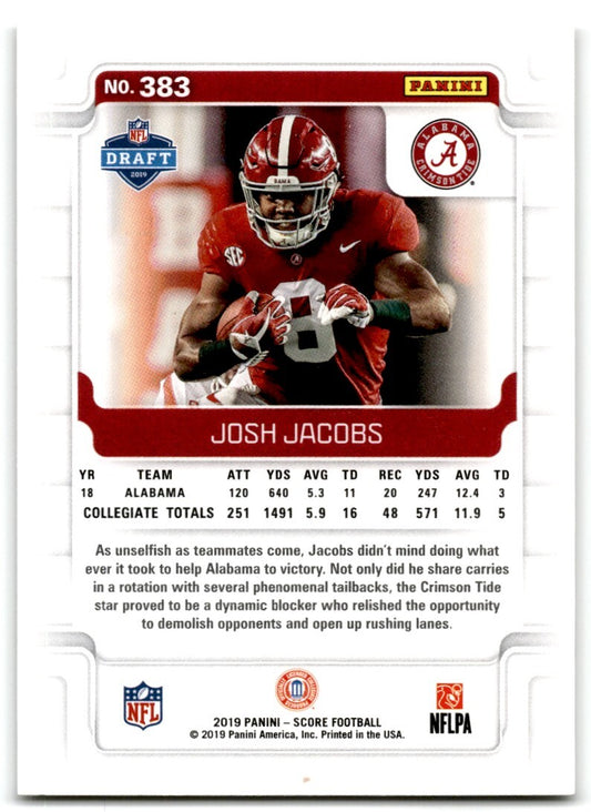 2019 Score Josh Jacobs Rookie Alabama Crimson Tide #383