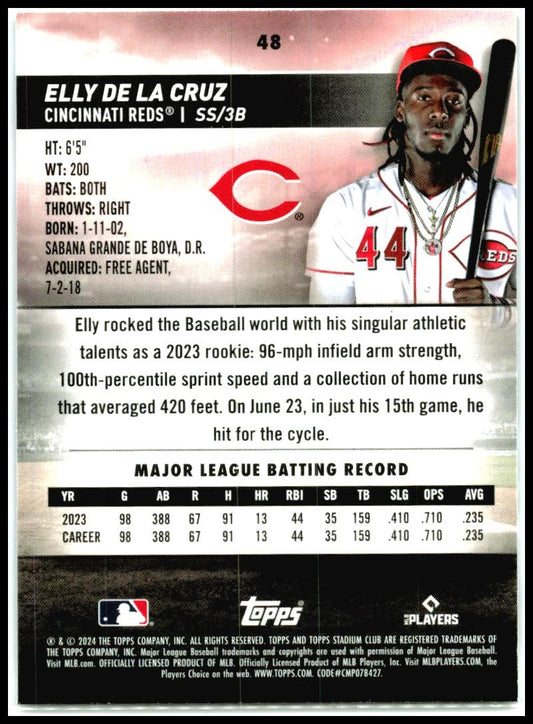 2024 Stadium Club #48 Elly De La Cruz Cincinnati Reds