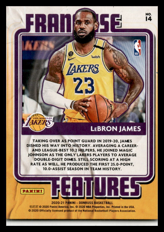 2020 Donruss Franchise Features #14 LeBron James Los Angeles Lakers