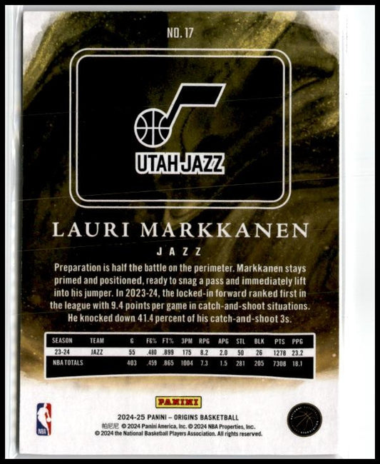 2024-25 Panini Origins Neon Stripes #17 Lauri Markkanen #/49 Utah Jazz