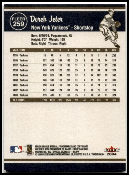 2004 Fleer Tradition #259 Derek Jeter New York Yankees