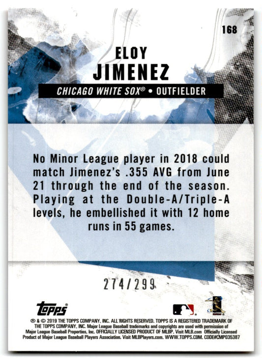 2019 Topps Fire Orange Eloy Jimenez 274/299 Chicago White Sox #168