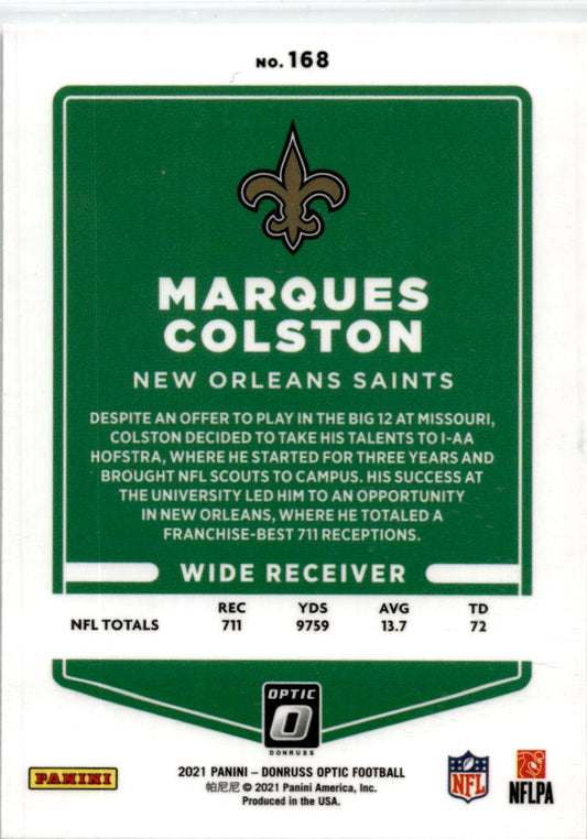 2021 Donruss Optic #168 Marques Colston New Orleans Saints