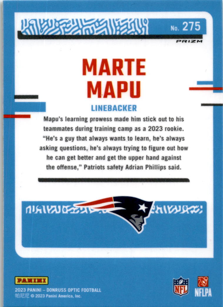 2023 Donruss Optic Green Hyper #275 Marte Mapu New England Patriots