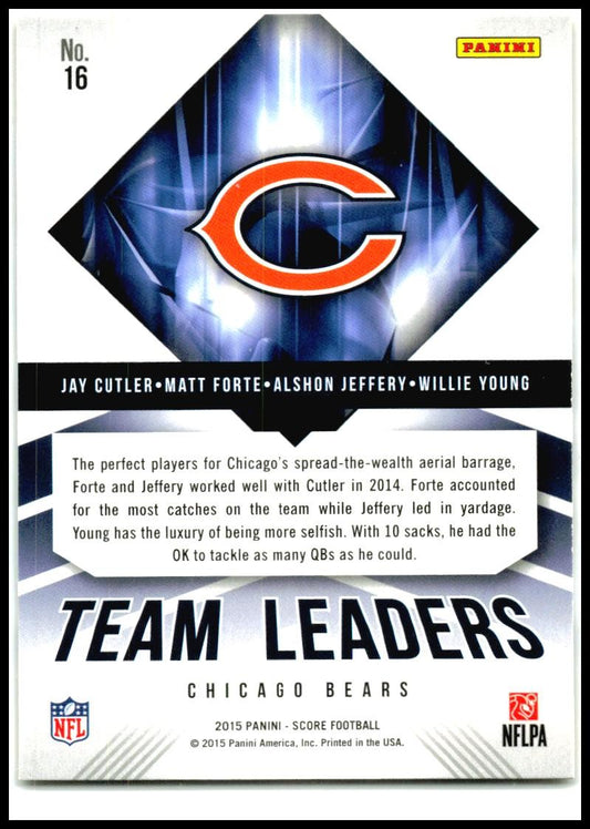 2015 Score Team Leaders Gold #16 Alshon Jeffery / Jay Cutler / Matt Forte Bears