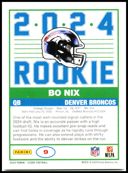 2024 Score 35th Anniversary Rookies #9 Bo Nix Denver Broncos