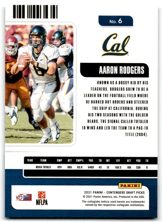 2021 Panini Contenders Draft Picks Season Ticket Aaron Rodgers California Golden