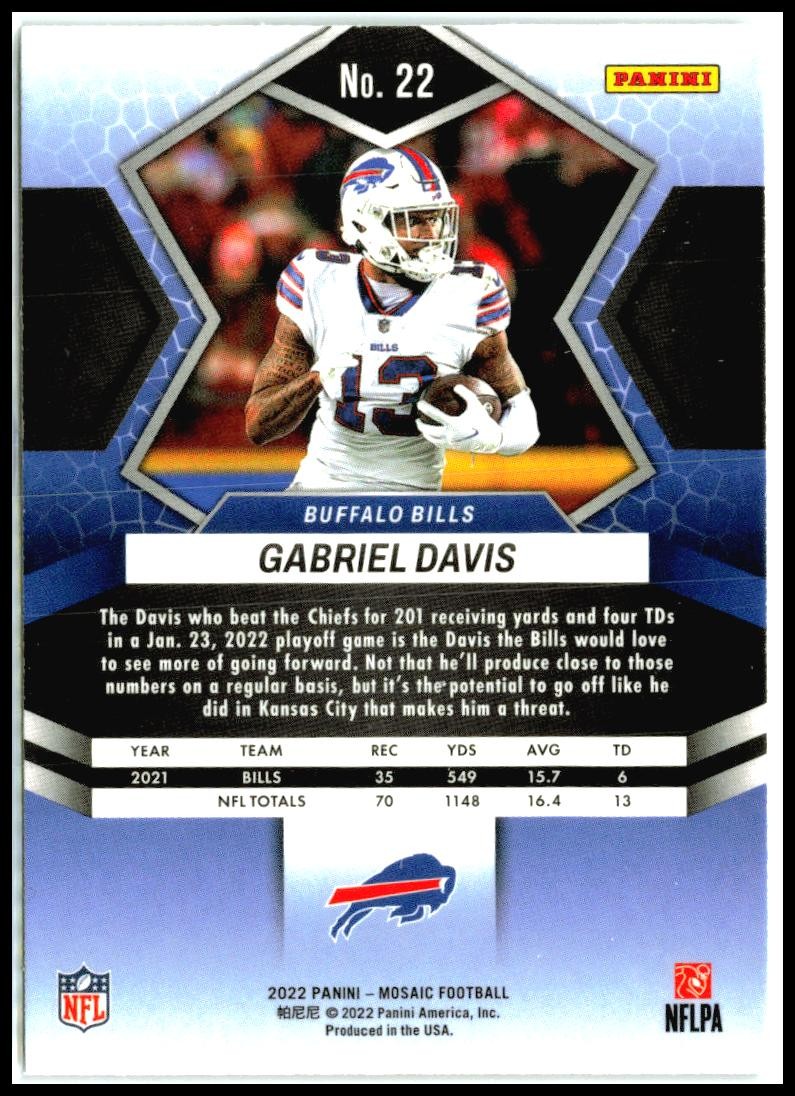 2022 Panini Mosaic #22 Gabriel Davis Buffalo Bills