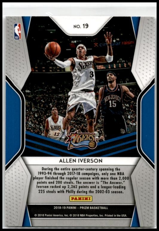 2018-19 Panini Prizm Dominance #19 Allen Iverson Philadelphia 76ers