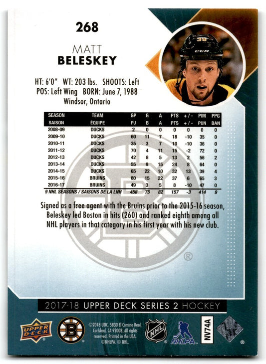 2017-18 Upper Deck Matt Beleskey Boston Bruins #268
