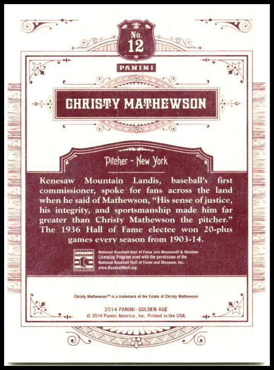 2014 Panini Golden Age #12 Christy Mathewson New York Giants