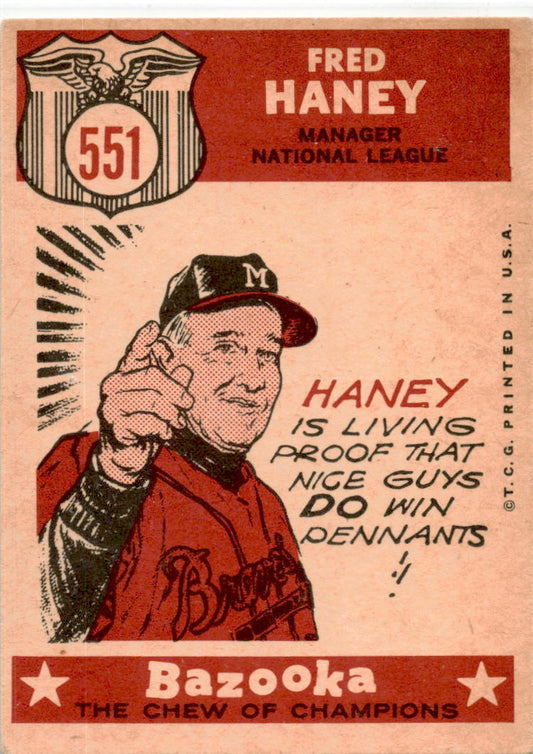 1959 Topps #551 Fred Haney Milwaukee Braves