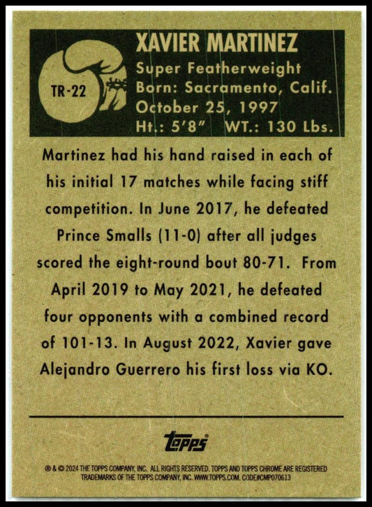 2024 Topps Chrome Boxing 1951 Topps Ringside Boxing #TR-22 Xavier Martinez
