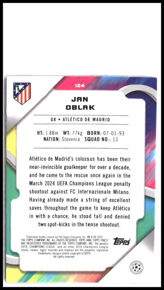 Jan Oblak #124 2024-25 Finest UEFA Club Competitions