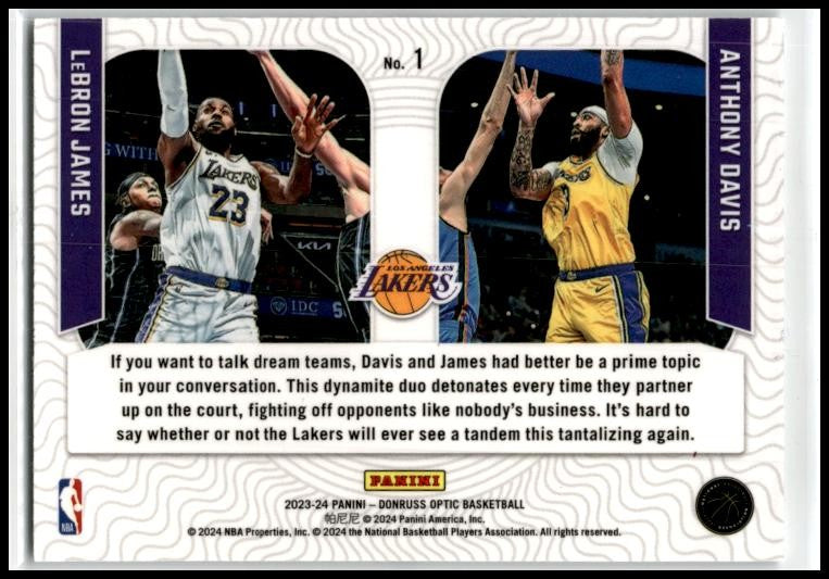 2023-24 Donruss Optic Optical Illusions #1 Anthony Davis / LeBron James Lakers