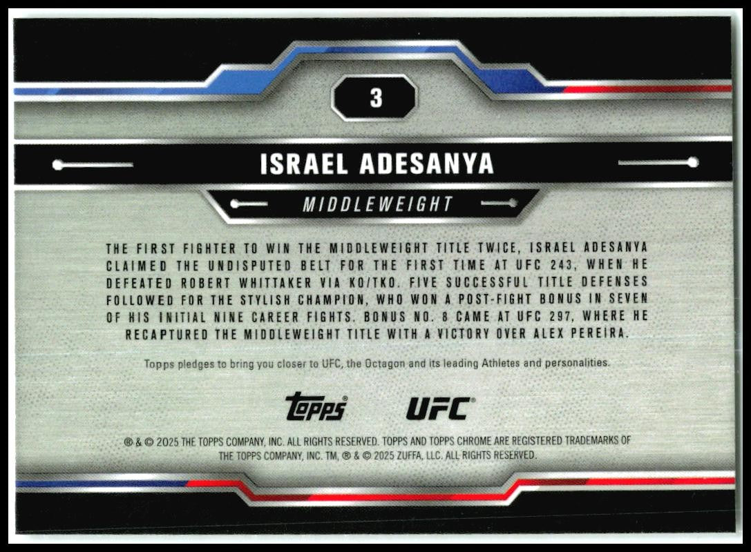2025 Topps Chrome UFC #3 Israel Adesanya