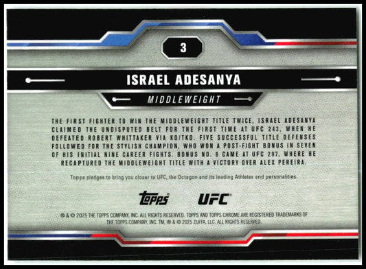 2025 Topps Chrome UFC #3 Israel Adesanya