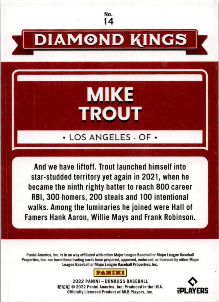 2022 Donruss Holo Blue #14 Mike Trout Los Angeles Angels