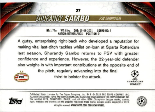 2023-24 Topps Chrome UEFA Club Competitions #27 Shurandy Sambo Rookie