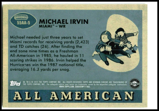 2025 Chrome University 1955 All-American Stars #55AA-5 Michael Irvin /100 Miami