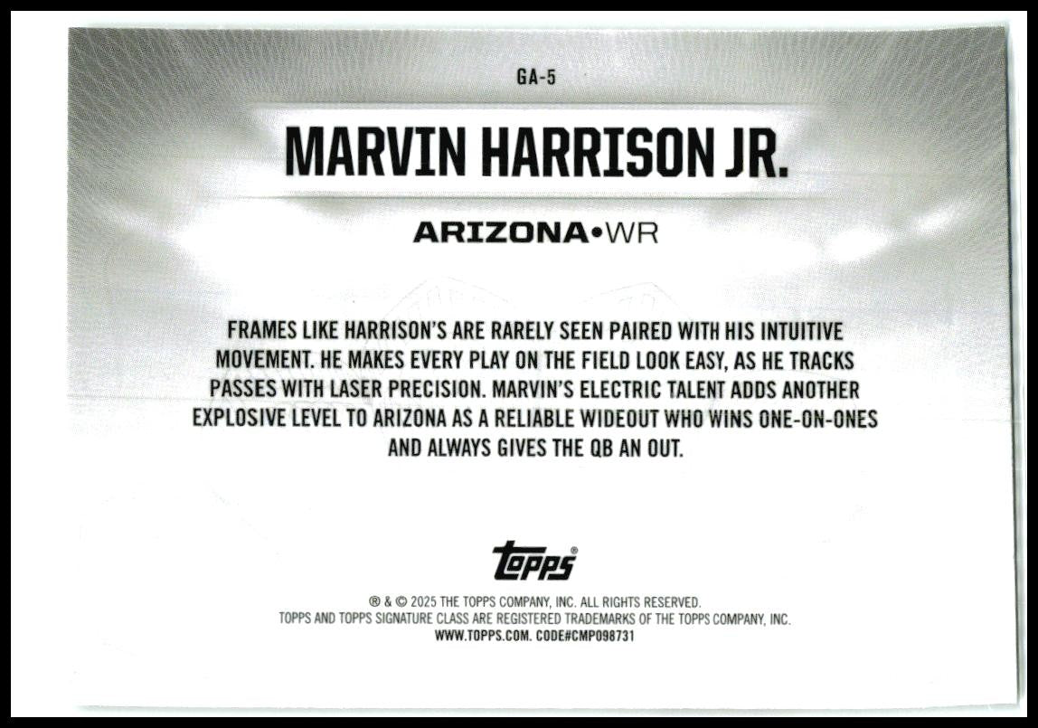 2024 Topps Signature Class Gridiron Ambassadors #GA-5 Marvin Harrison Jr.