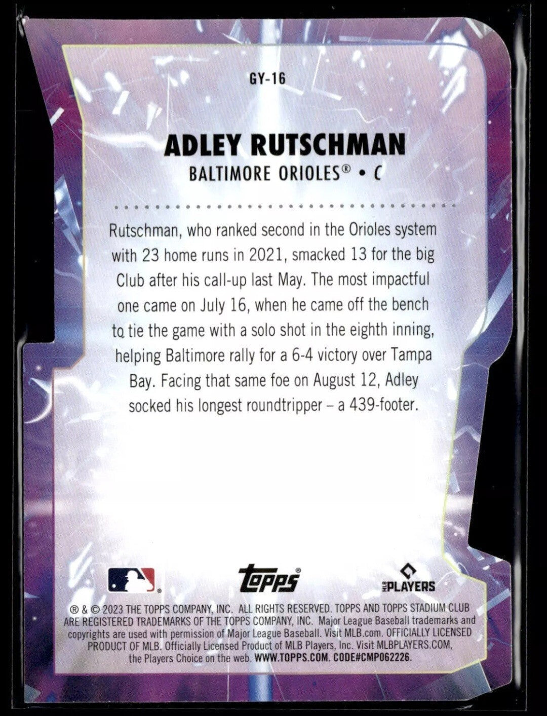 2023 Stadium Club Adley Rutschman Red #GY-16 Goin' Yard Baltimore Orioles