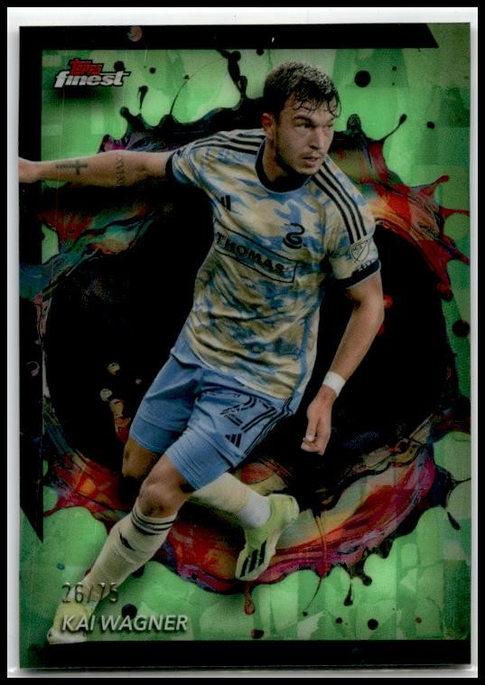 2024 Finest MLS Neon Green Refractor #225 Kai Wagner #/75 Philadelphia Union