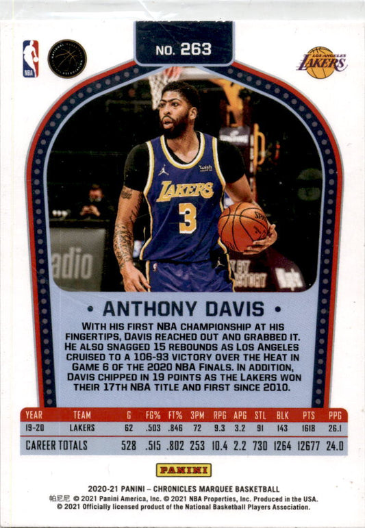 2020-21 Panini Chronicles #263 Anthony Davis Los Angeles Lakers