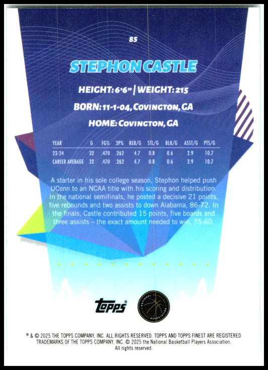 2024-25 Topps Finest #85 Stephon Castle Spurs
