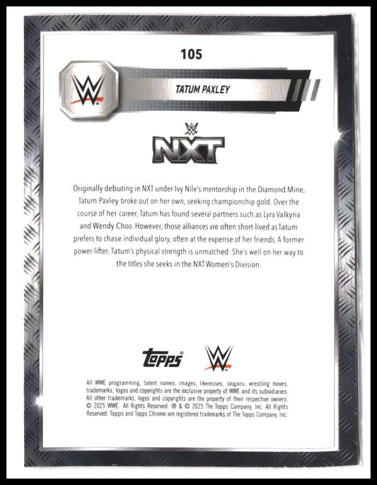 Tatum Paxley #105 2025 Topps Chrome WWE Pink Shimmer Refractor