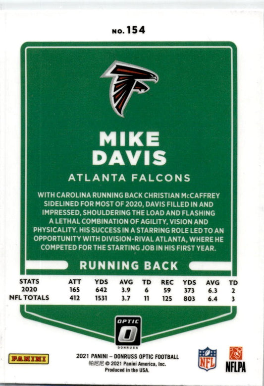 2021 Donruss Optic #154 Mike Davis Atlanta Falcons