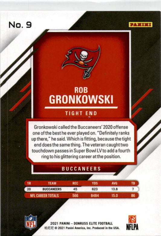 2021 Donruss Elite Aspirations Shimmer #9 Rob Gronkowski Buccaneers /499