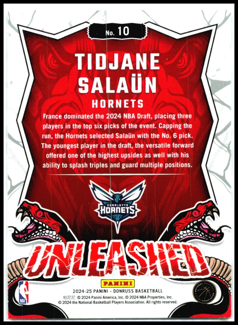 2024-25 Donruss Unleashed #10 Tidjane Salaun Charlotte Hornets