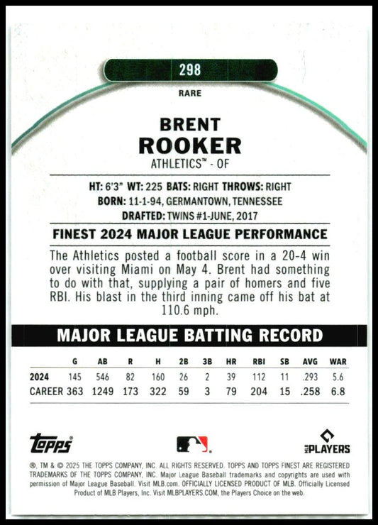 2025 Topps Finest X-Fractor #298 Brent Rooker Athletics