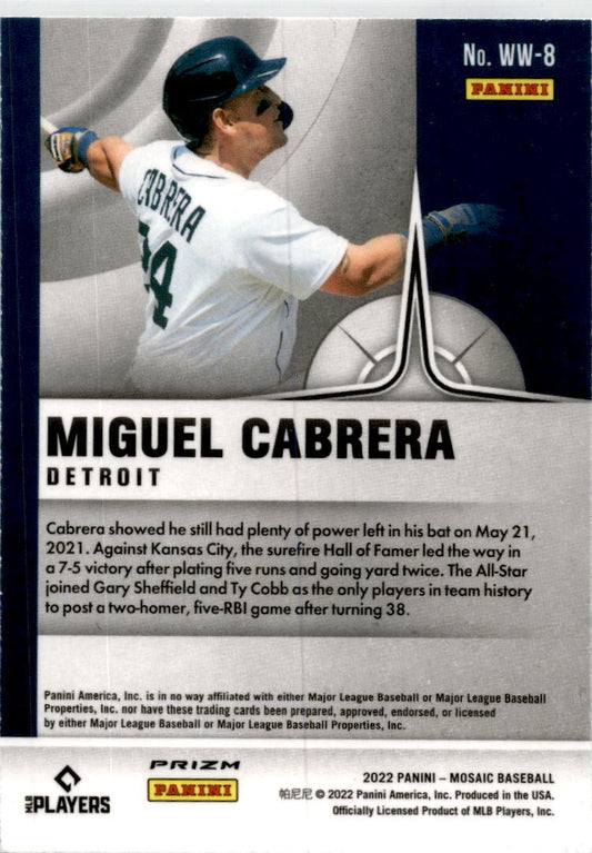2022 Panini Mosaic Will to Win #WW-8 Miguel Cabrera Detroit Tigers